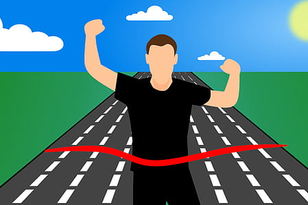 Illustration of runner winning race. thumbnail