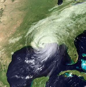 Satellite Image of Hurricane Katrina nearing New Orleans, Louisiana thumbnail
