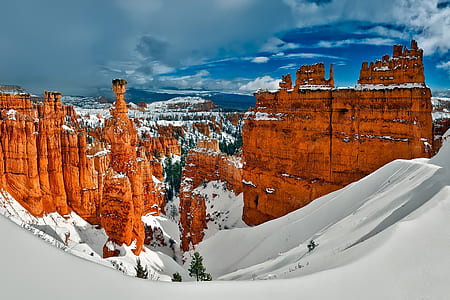 snowy mountain under white clouds thumbnail