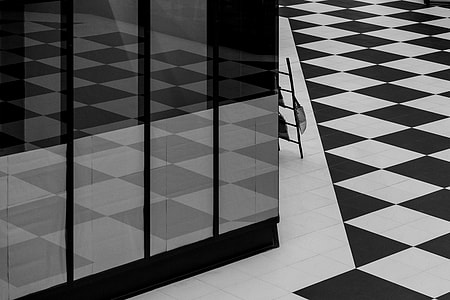 white and black checked tile room thumbnail