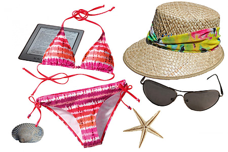 pink-white-and-orange stripe halter bikini thumbnail