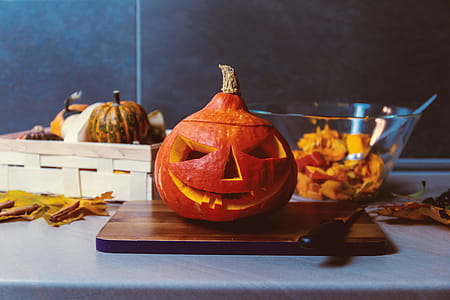 Happy Halloween! We preparing pumpkin to Halloween on kitchen thumbnail