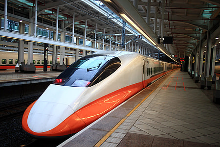 empty white and orange electric train thumbnail