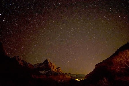 silhouette of mountain during night thumbnail