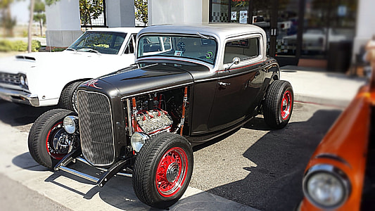 selective focus photography of classic black and gray car thumbnail