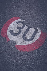 30 speed limit paint on road thumbnail
