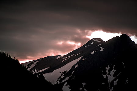 mountain with ice filled near trees thumbnail