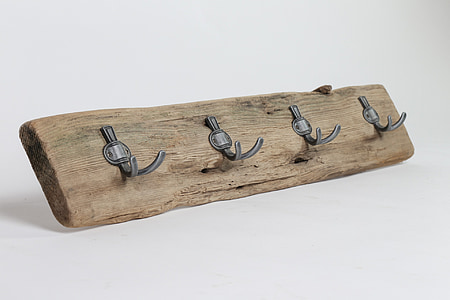 rectangular brown wooden wall hook thumbnail