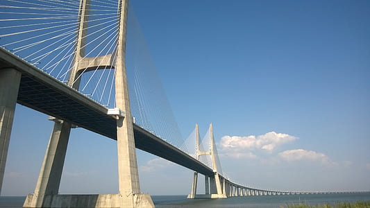 low angle photography of gray bridge during daytime thumbnail