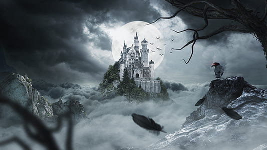 castle on top of hill painting thumbnail