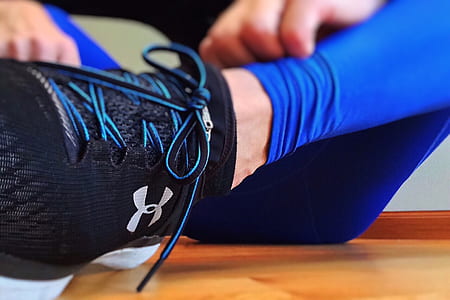 black and blue Under Armour athletic shoe thumbnail