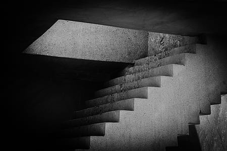 grayscale photo of concrete stairs thumbnail