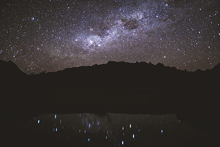 silhouette of mountains under stars thumbnail