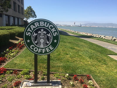 Starbucks Coffee signage placed on garden lawn thumbnail