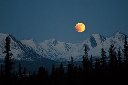 Moon over the Mountains at Denali National Park, Alaska thumbnail