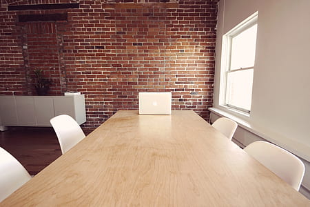 rectangular beige wooden conference table thumbnail