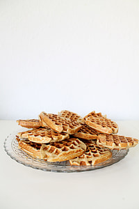 waffles on round clear glass plate on white surface thumbnail