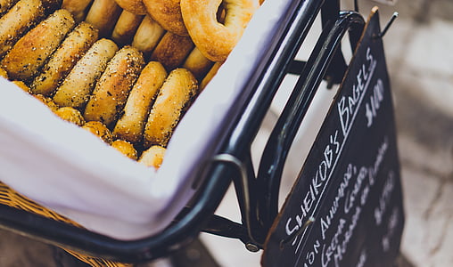 bagels on brown wicker basket thumbnail