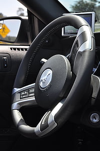 black and gray Ford Mustang vehicle steering wheel thumbnail