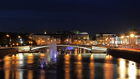 photography of bridge over river with fountains thumbnail