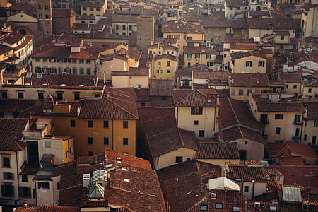 Aerial view of clay rooftops of residences thumbnail