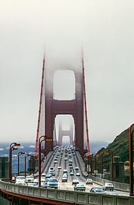 Traffic along the Golden Gate Bridge, San Francisco, California thumbnail