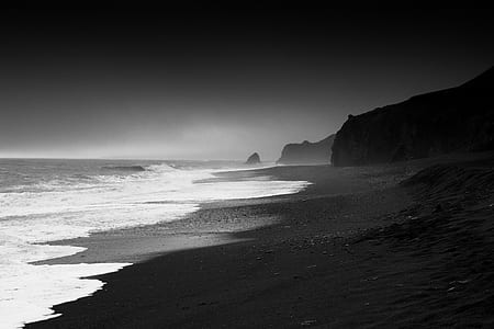 grayscale photography of body of water thumbnail