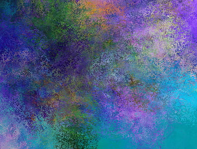 purple, teal, and pink abstract painting thumbnail
