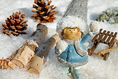 female in blue and gray winter jacket doll thumbnail