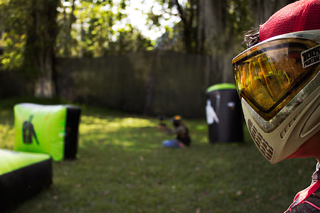 man wearing paintball mask thumbnail