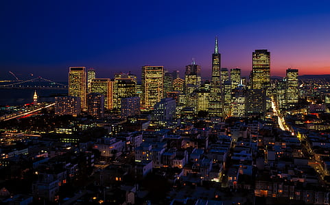cityscape lighted buildings at nighttime thumbnail