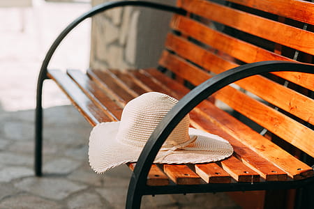 Brown Sun Hat on Bench thumbnail