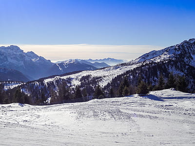 snow, mountains, sky, clouds thumbnail