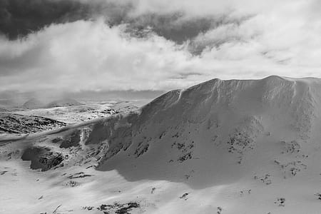 grayscale photography of mountains thumbnail
