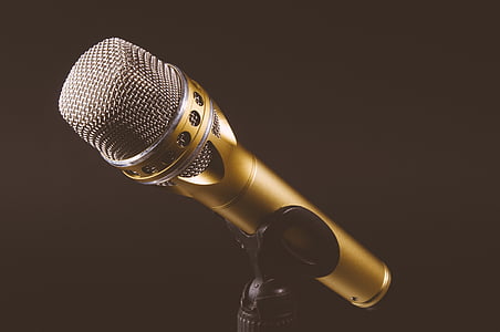 gold microphone with stand thumbnail