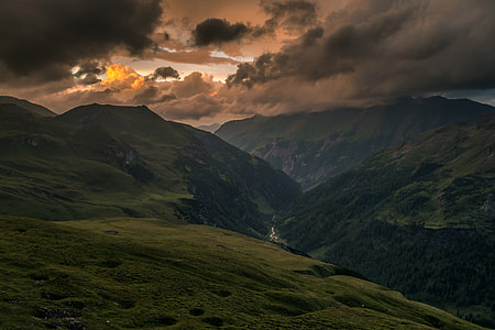 Red Clouds After Sunset in the Hills Landscape in Austria thumbnail