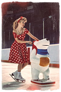 woman wearing red and white polka-dot dress thumbnail