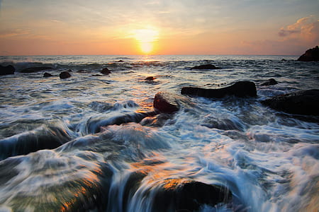sea, dawn, landscape, nature thumbnail