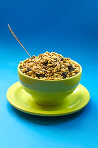 green bowl filled with cereal thumbnail