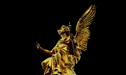 bottom view of gold-colored angel statue thumbnail