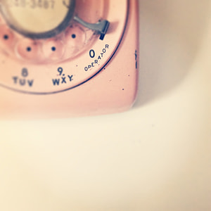 close up, photo, pink, white, rotary phone, telephone thumbnail