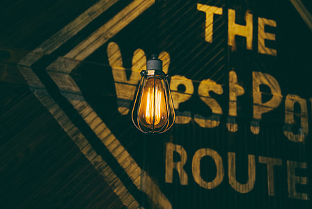 pendant light near signage thumbnail