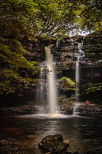 photo of waterfall beside trees thumbnail