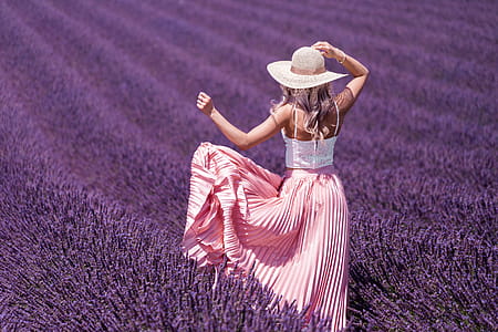 Beautiful Woman Dress and Lavender Field thumbnail
