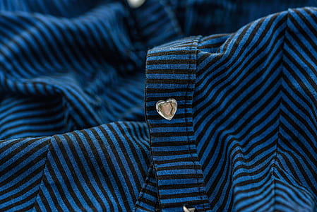 blue and black button-up striped shirt thumbnail