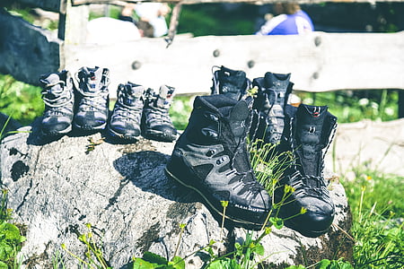four pairs of black work boots thumbnail