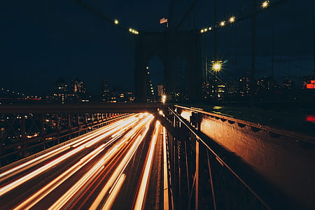 Light Trails on Road at Night thumbnail