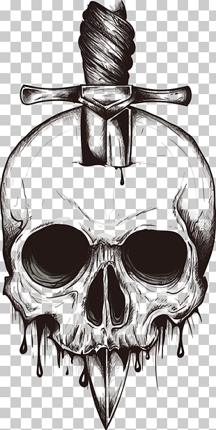 Skull Knife Euclidean , Skull sword inserted in the , knife pierced through skull illustration PNG clipart