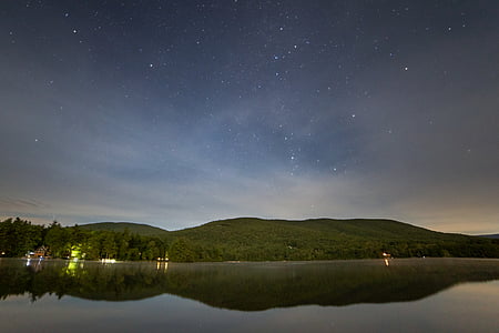 body of water under starry sky thumbnail