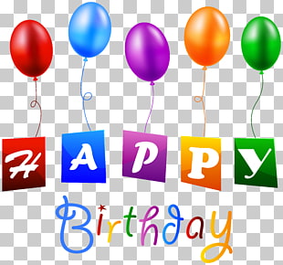 Birthday Balloon , Happy Birthday with Balloons , Happy Birthday text PNG clipart